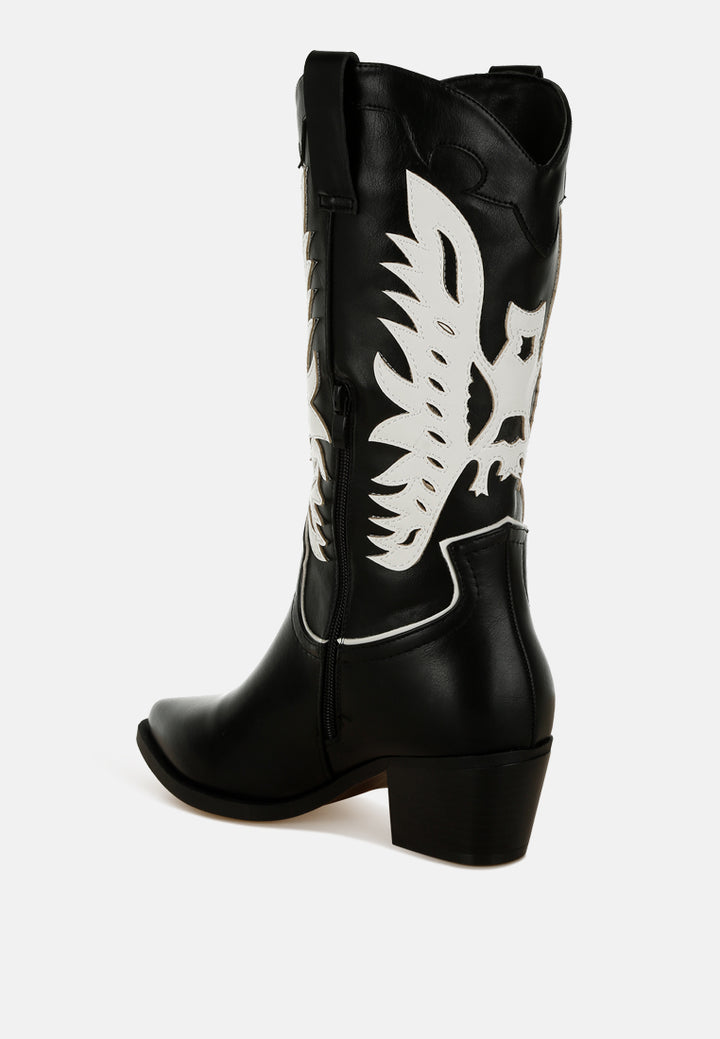Women Winged Patchwork Cowboy Boots