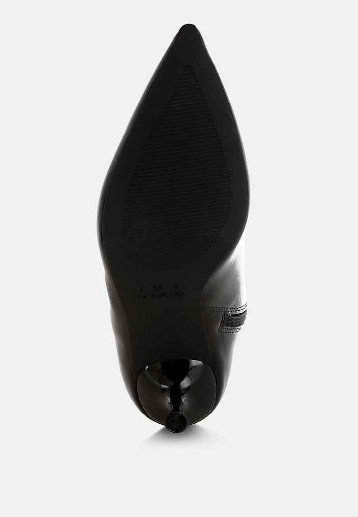 women faux leather kitten heel boots#color_black