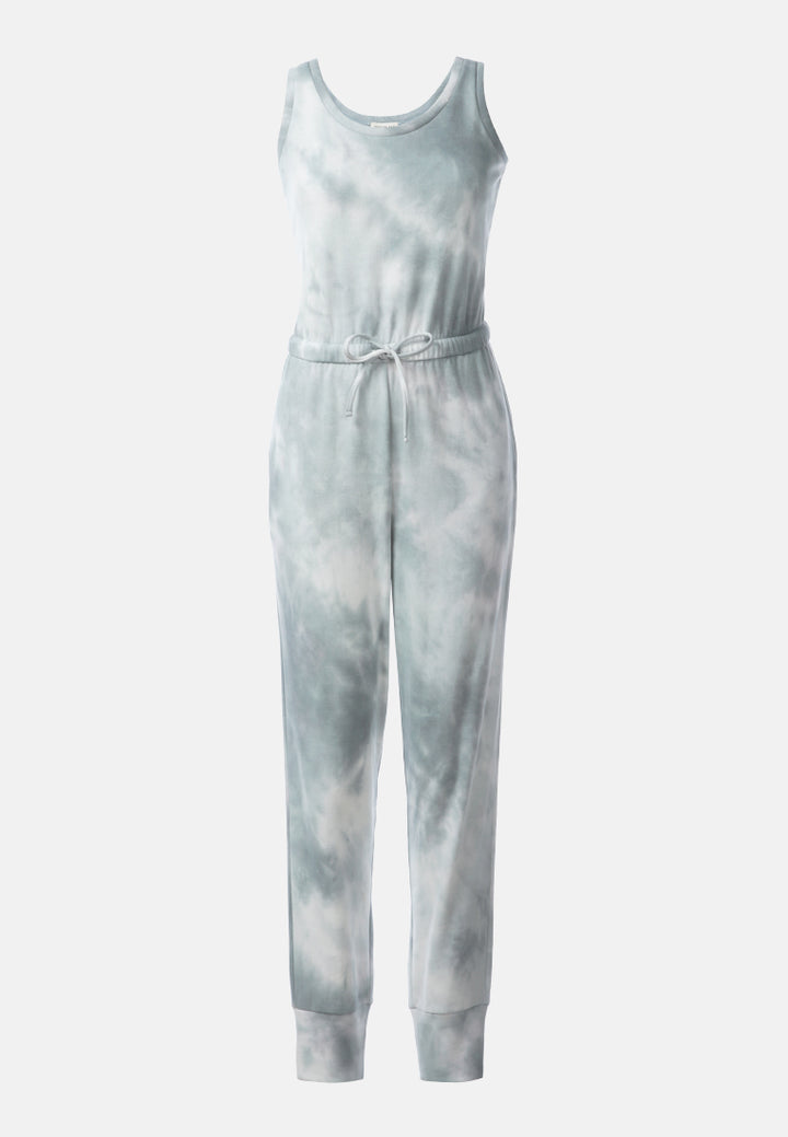 women tie dye casual loungewear jumpsuit#color_sagemint
