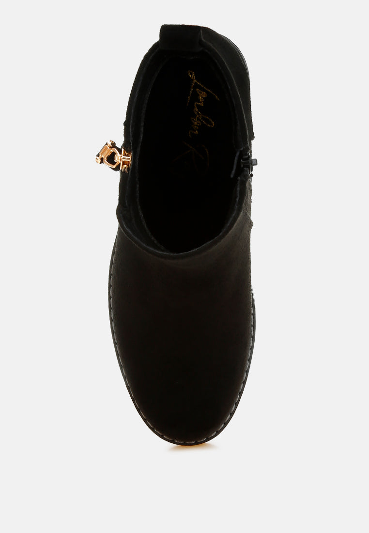 women microfiber zipper boots#color_ black