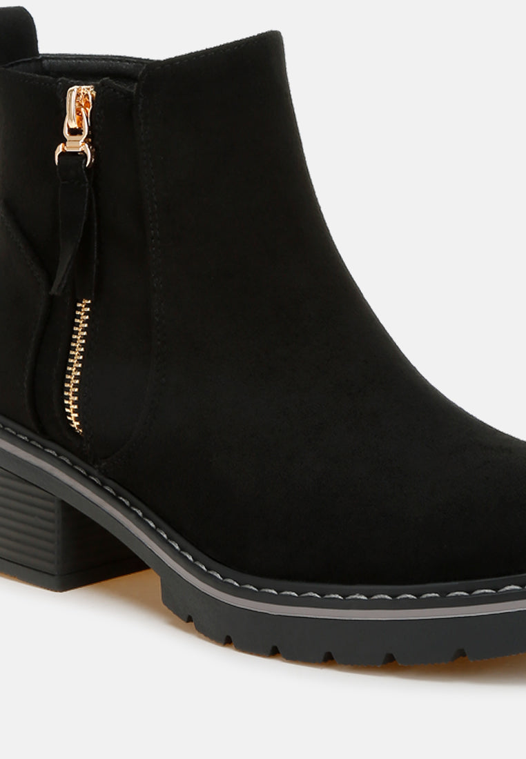 women microfiber zipper boots#color_ black