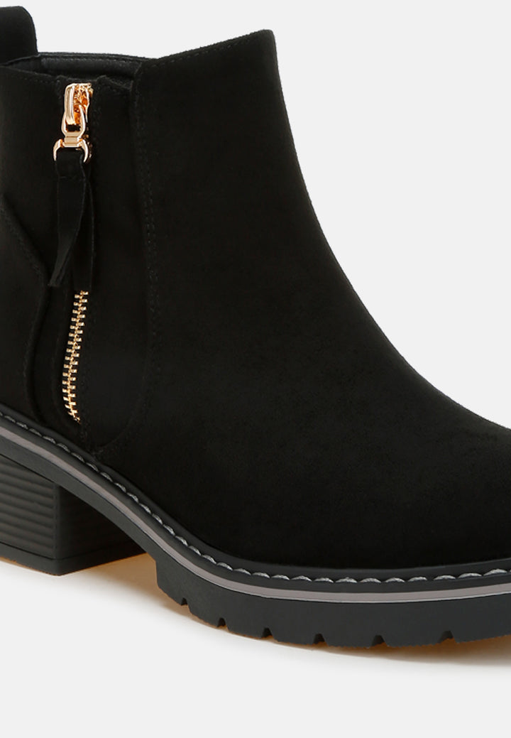 women microfiber zipper boots#color_ black