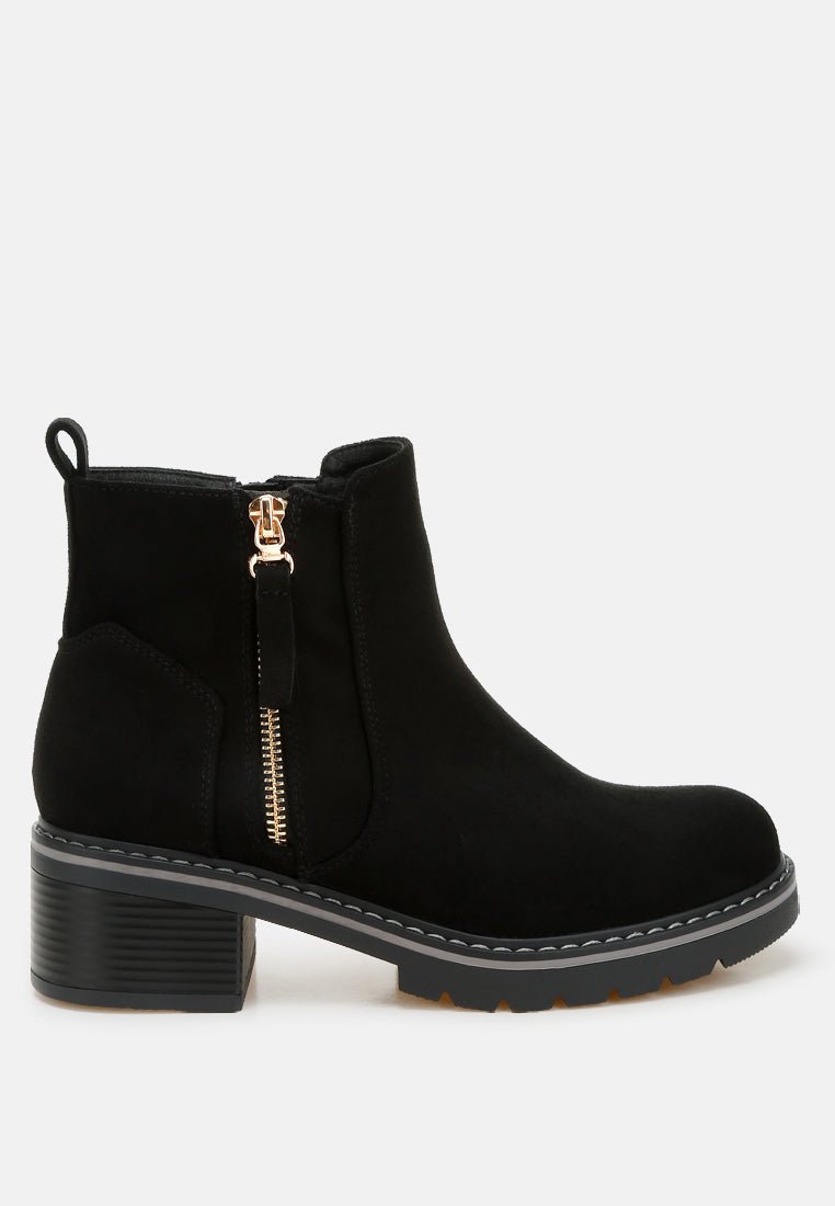 women microfiber zipper boots#color_ black