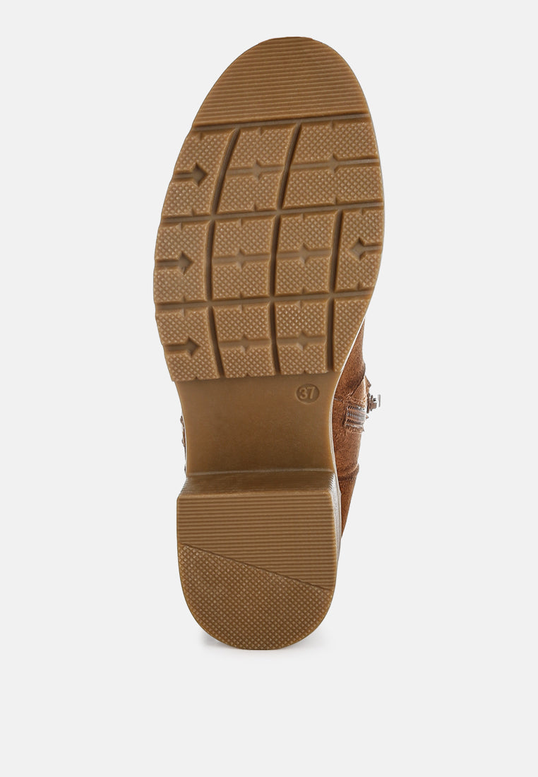 women microfiber zipper boots#color_ tan