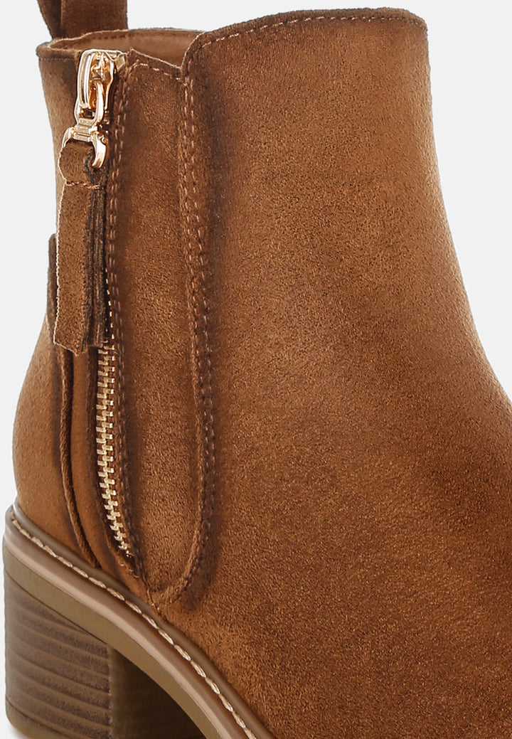 women microfiber zipper boots#color_ tan