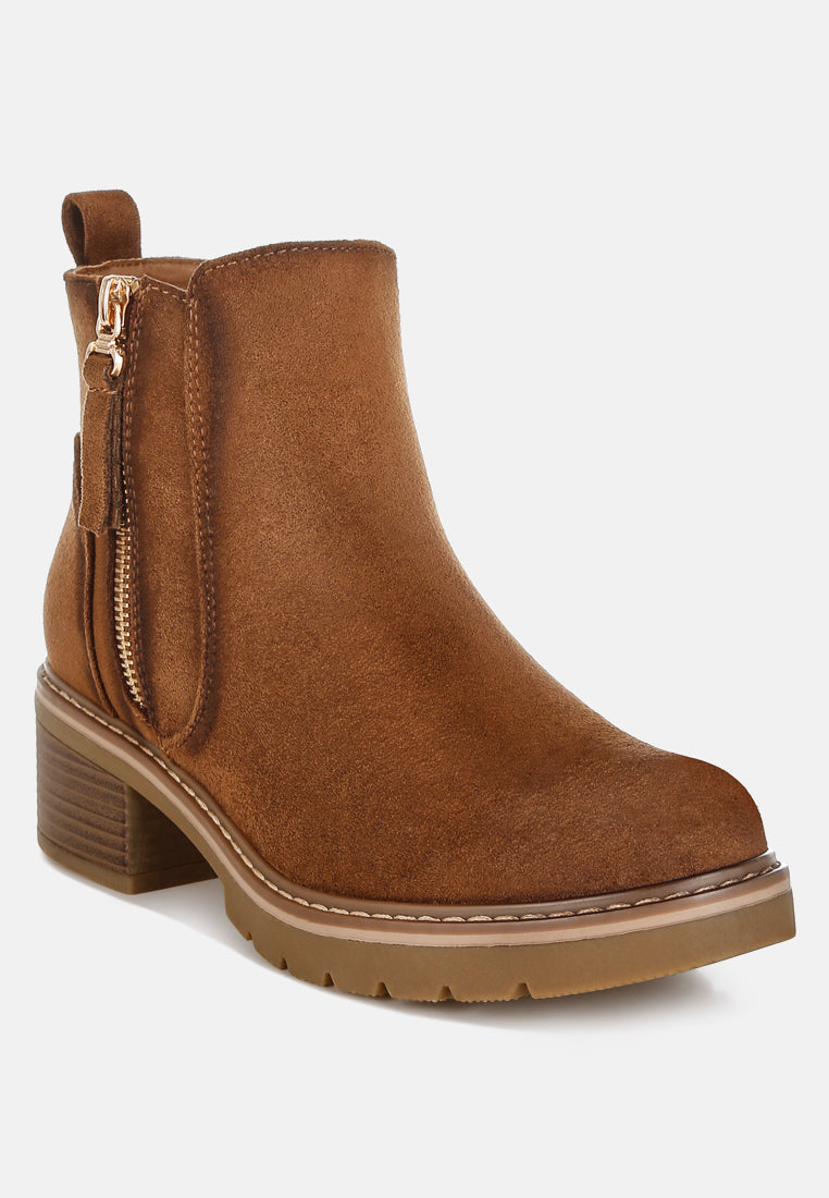 women microfiber zipper boots#color_ tan