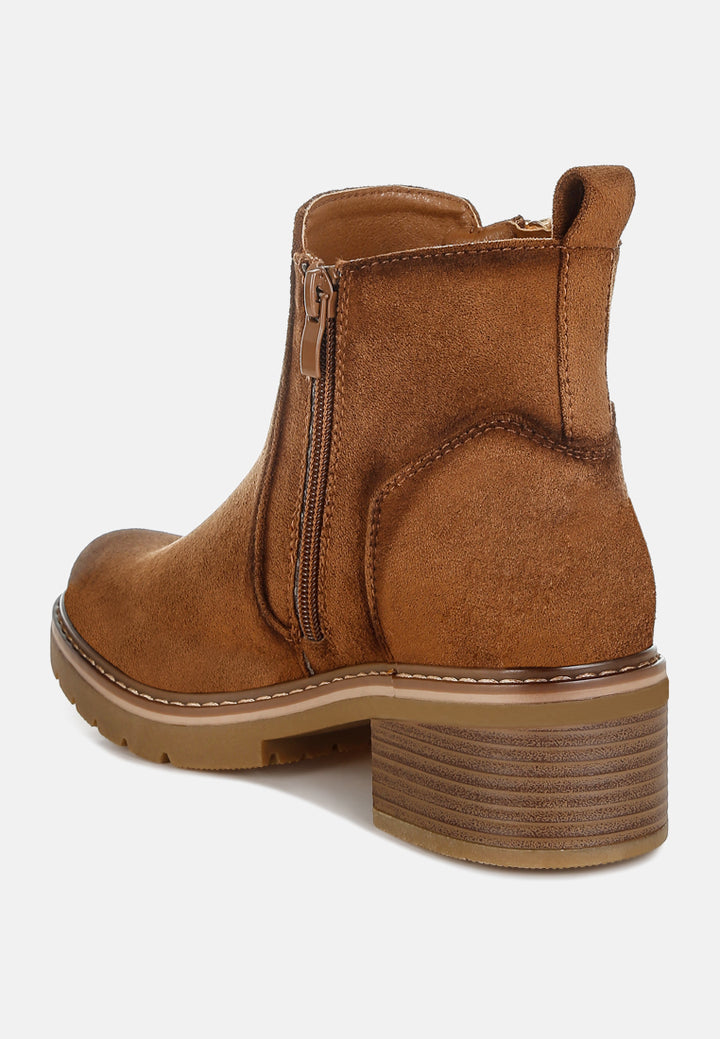 women microfiber zipper boots#color_ tan