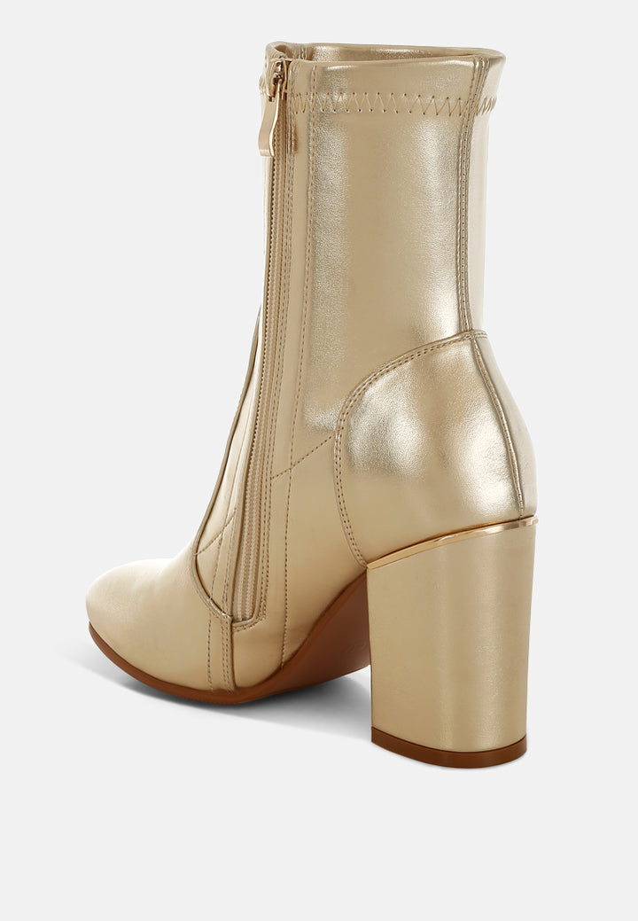 rag & co women metallic pleather sock boots#color_gold