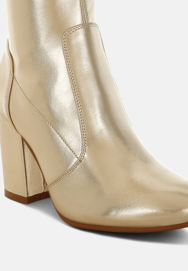 rag & co women metallic pleather sock boots#color_gold