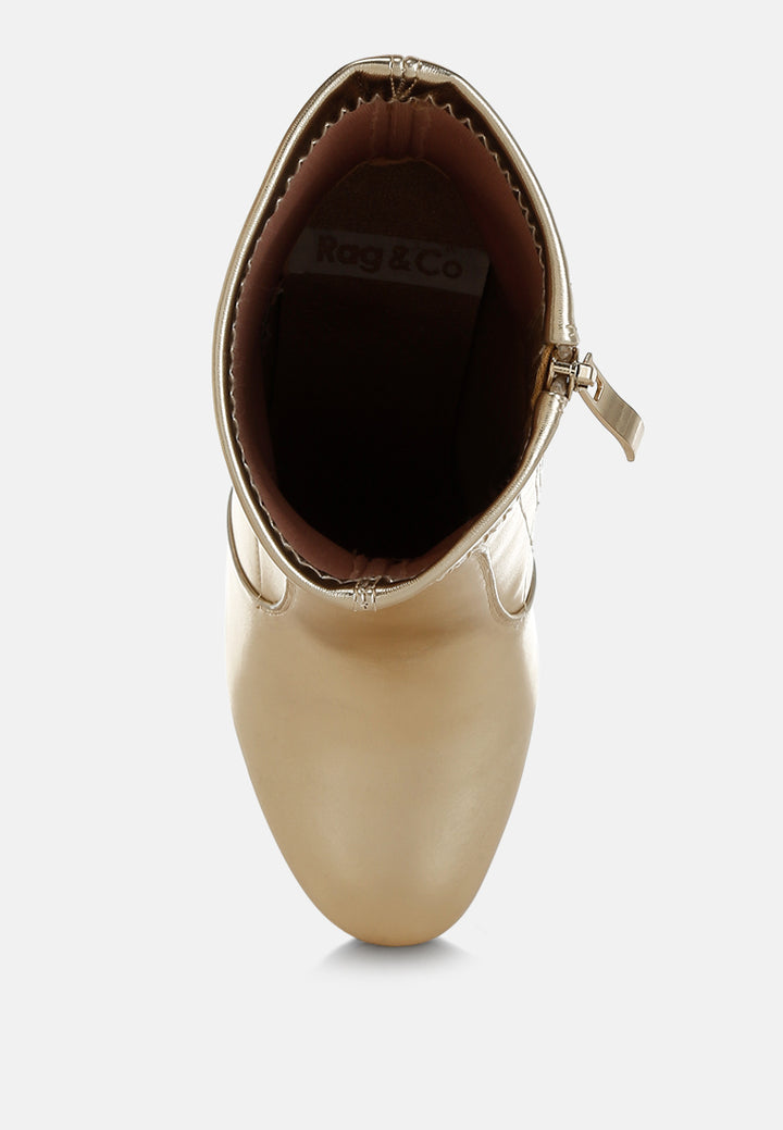 rag & co women metallic pleather sock boots#color_gold