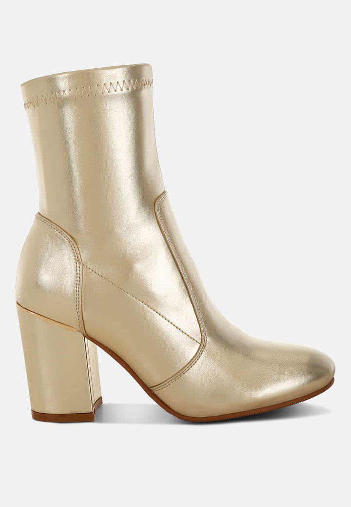 rag & co women metallic pleather sock boots#color_gold