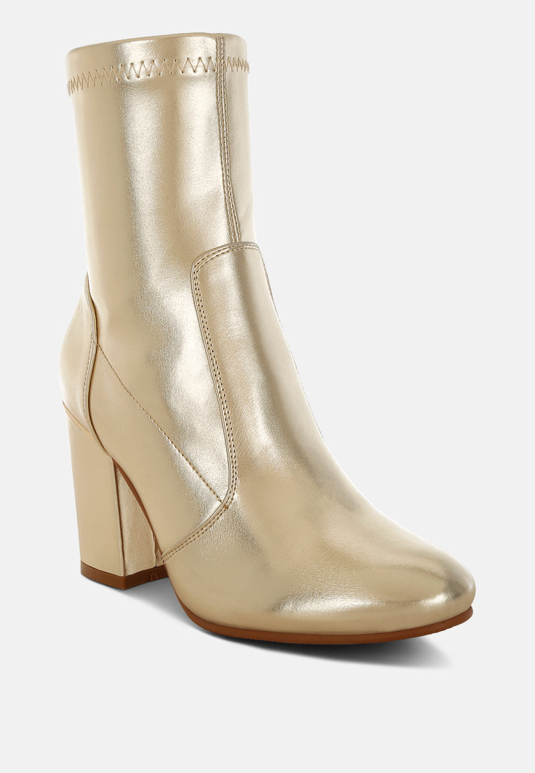 rag & co women metallic pleather sock boots#color_gold