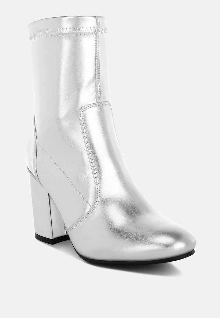 rag & co women metallic pleather sock boots#color_silver