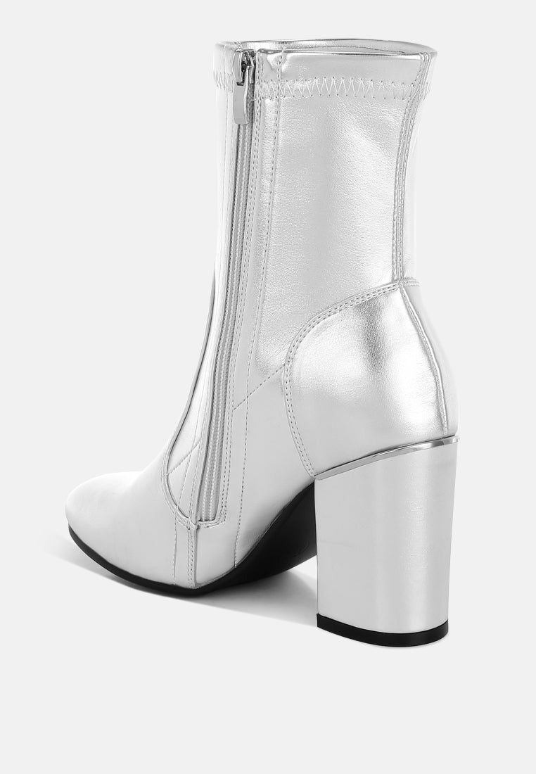 rag & co women metallic pleather sock boots#color_silver