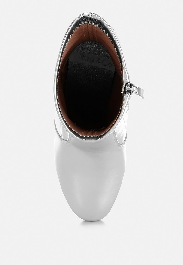 rag & co women metallic pleather sock boots#color_silver