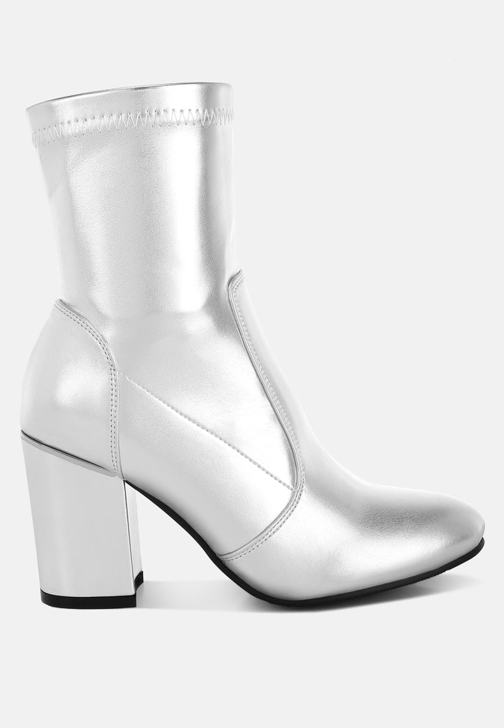 rag & co women metallic pleather sock boots#color_silver