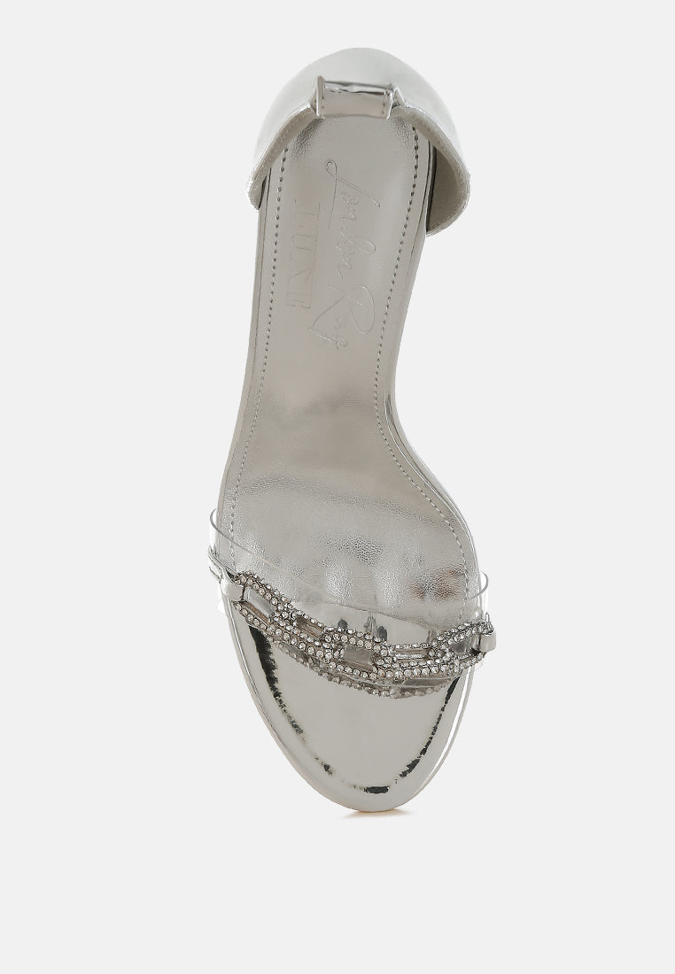 women rhinestones chain metallic stiletto sandals#color_silver