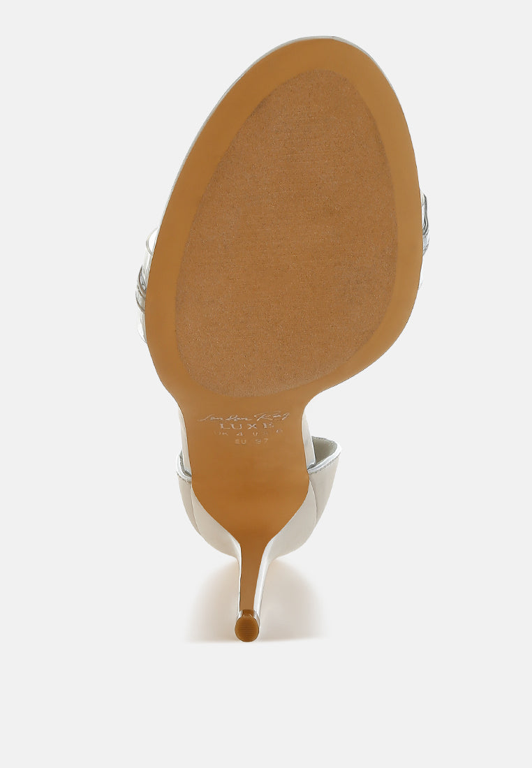 women rhinestones chain metallic stiletto sandals#color_silver