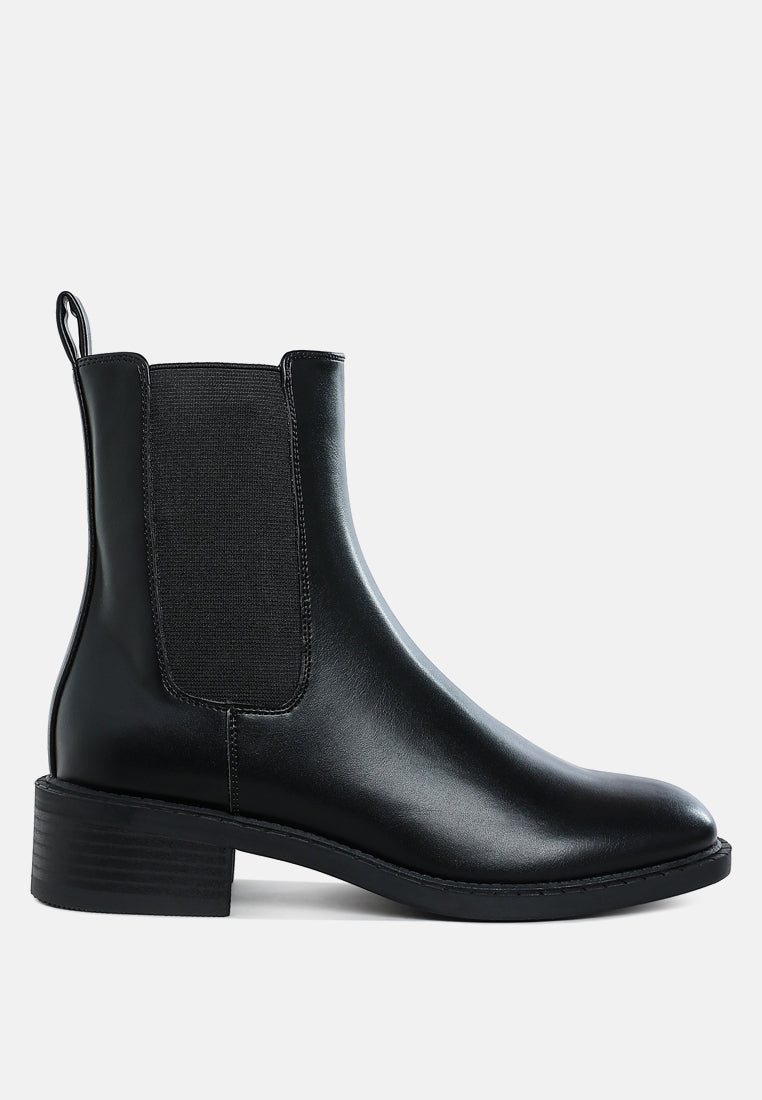 women stacked heel chelsea boots#color_black