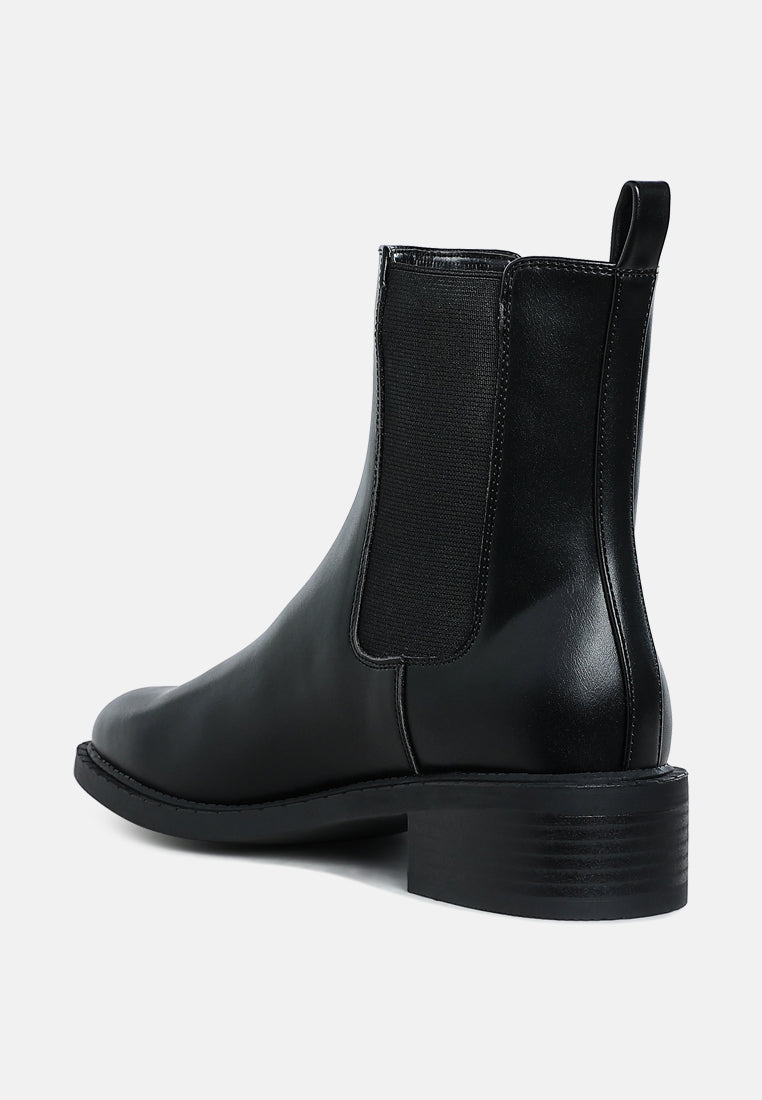 women stacked heel chelsea boots#color_black
