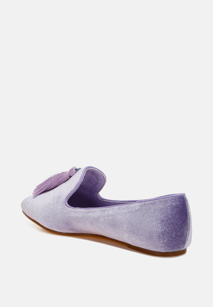 women iconic tassel detail velvet loafers#color_lilac