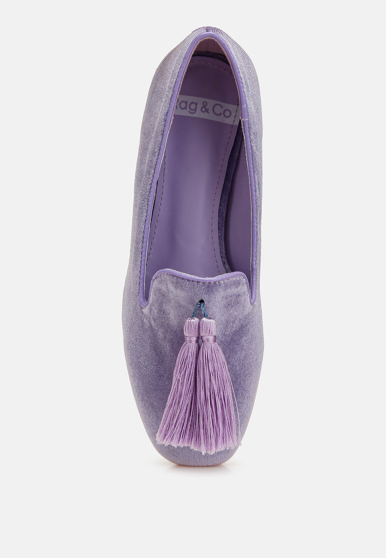 women iconic tassel detail velvet loafers#color_lilac