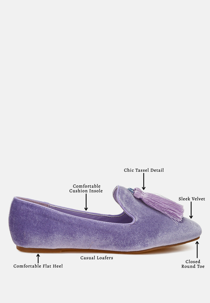 women iconic tassel detail velvet loafers#color_lilac