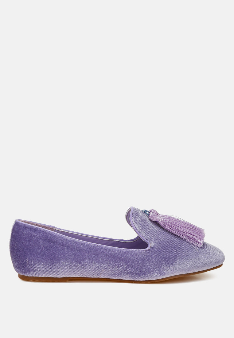 women iconic tassel detail velvet loafers#color_lilac