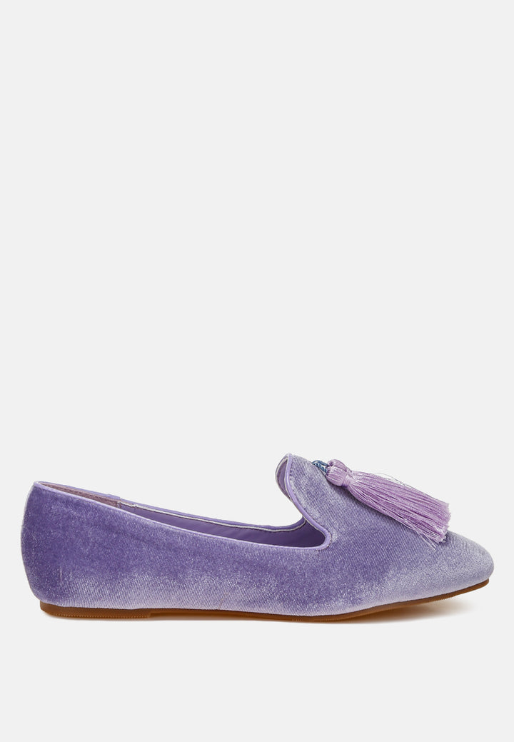 women iconic tassel detail velvet loafers#color_lilac