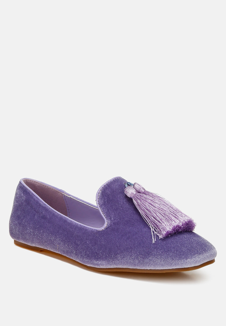 women iconic tassel detail velvet loafers#color_lilac