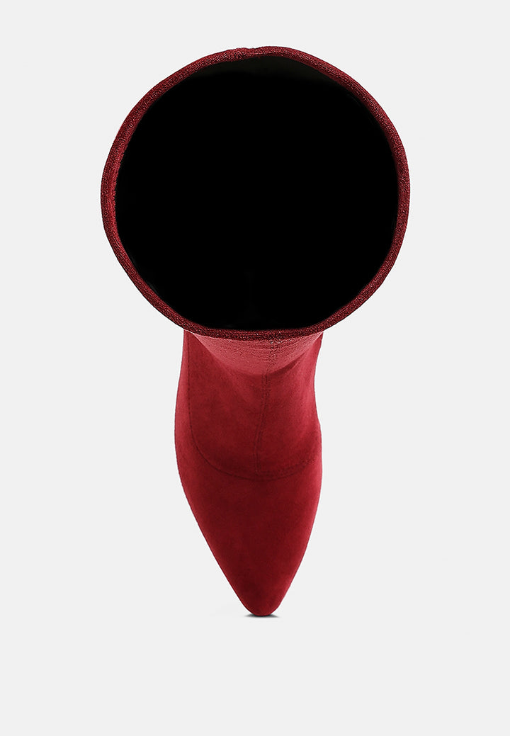 women microfiber wedge heel boots#color_dark-red