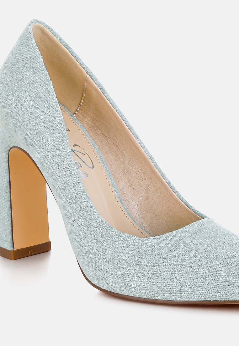 women slim block heel pumps#color_light-blue
