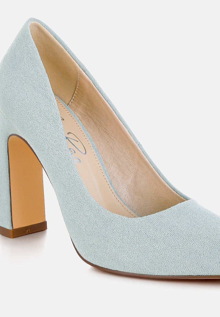 women slim block heel pumps#color_light-blue