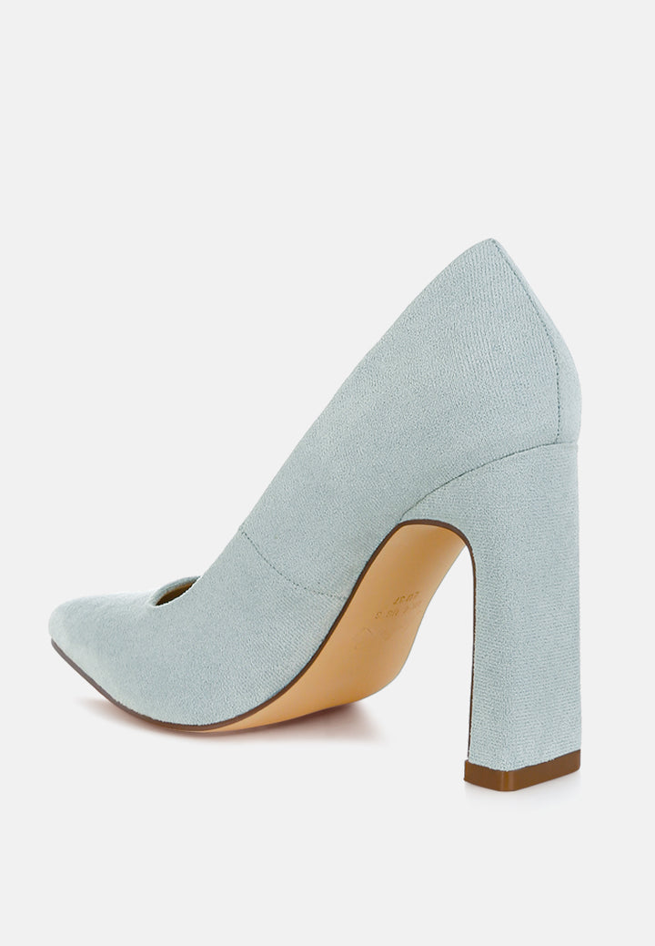 uboa slim block heel pumps#color_light-blue