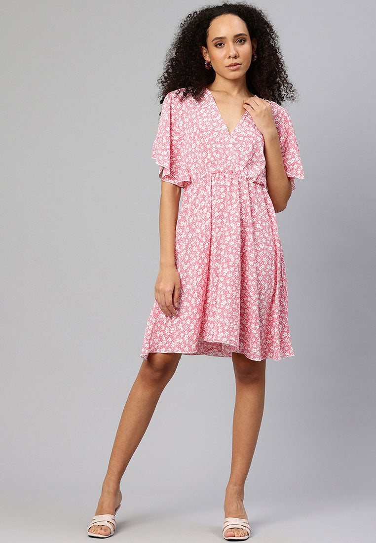 Women V-Neck Floral Midi Dress