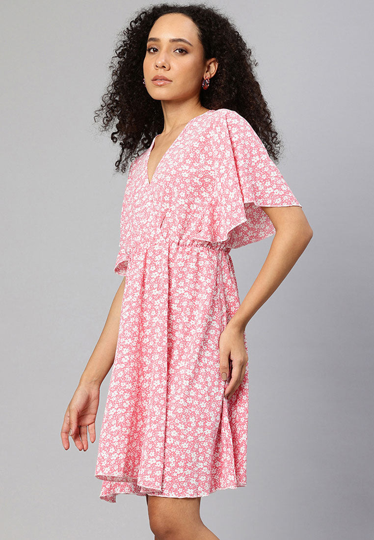 Women V-Neck Floral Midi Dress