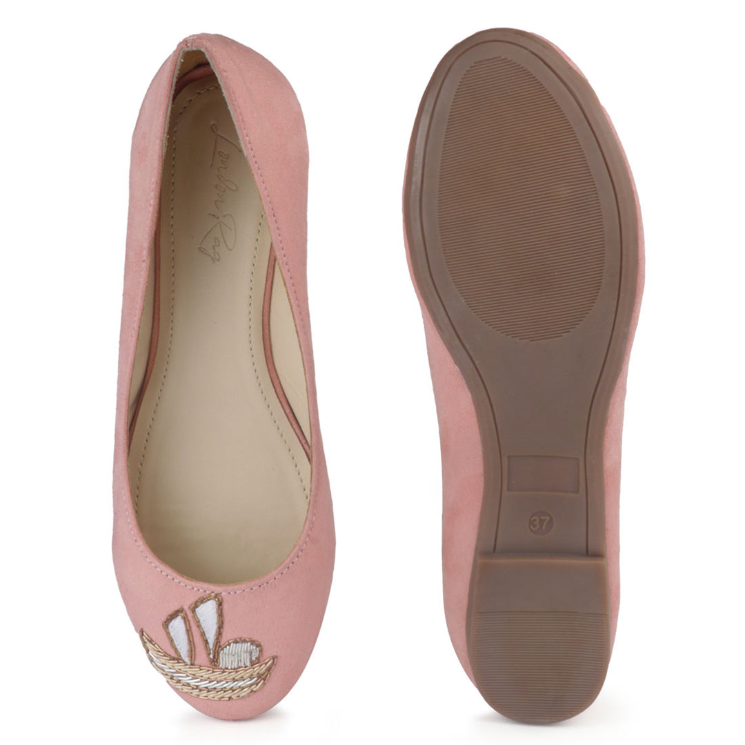 Pink Boat Island Suede Ballerinas