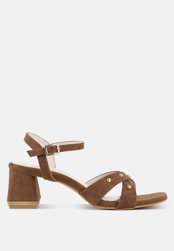 open-toe studded ankle strap sandals#color_tan