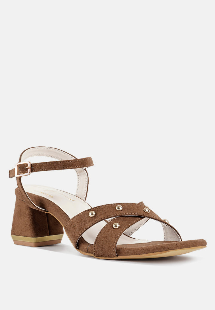 open-toe studded ankle strap sandals#color_tan