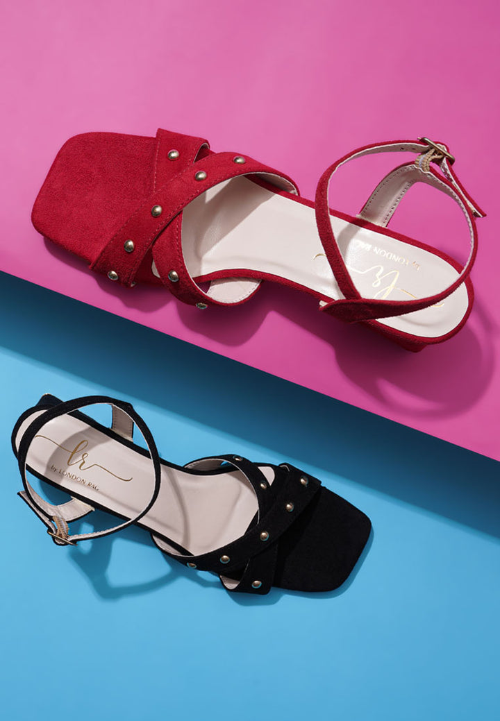 open-toe studded ankle strap sandals#color_black