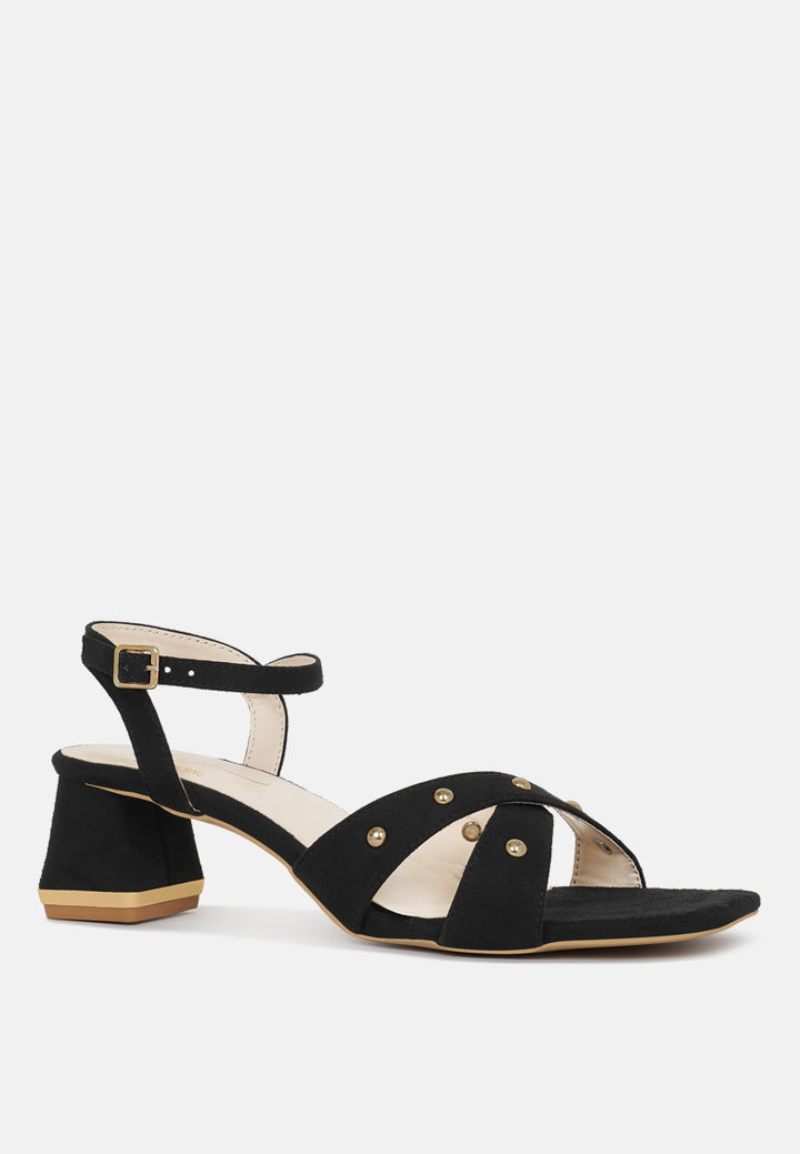 open-toe studded ankle strap sandals#color_black