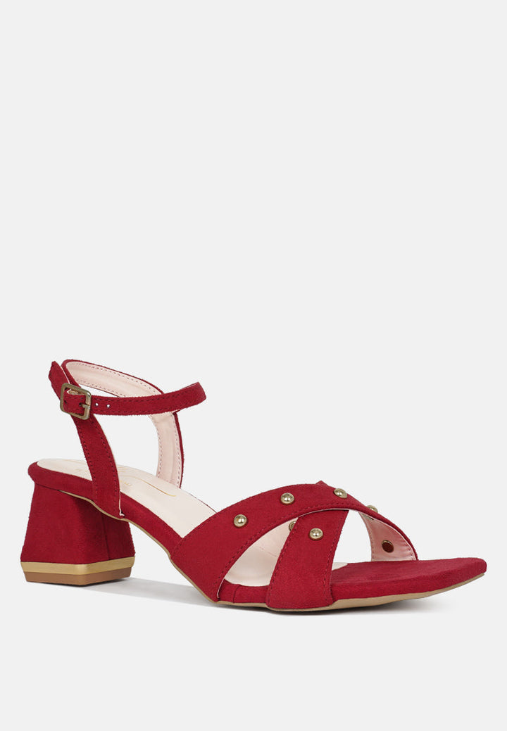 open-toe studded ankle strap sandals#color_red