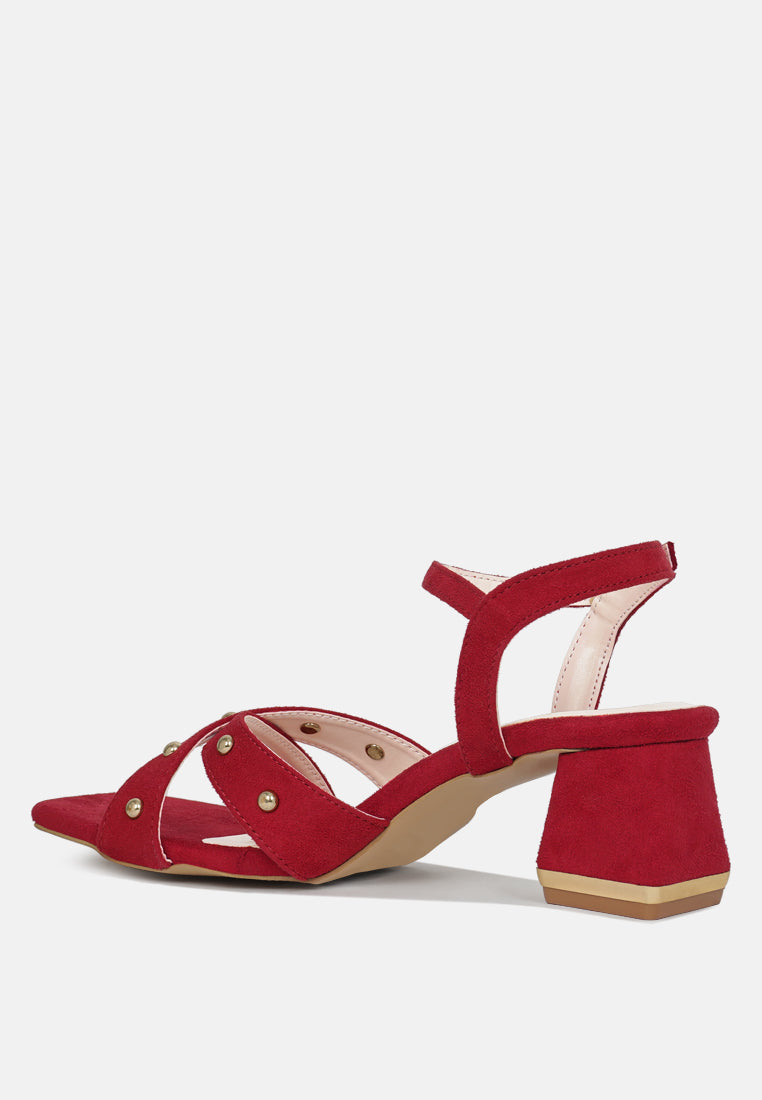 open-toe studded ankle strap sandals#color_red