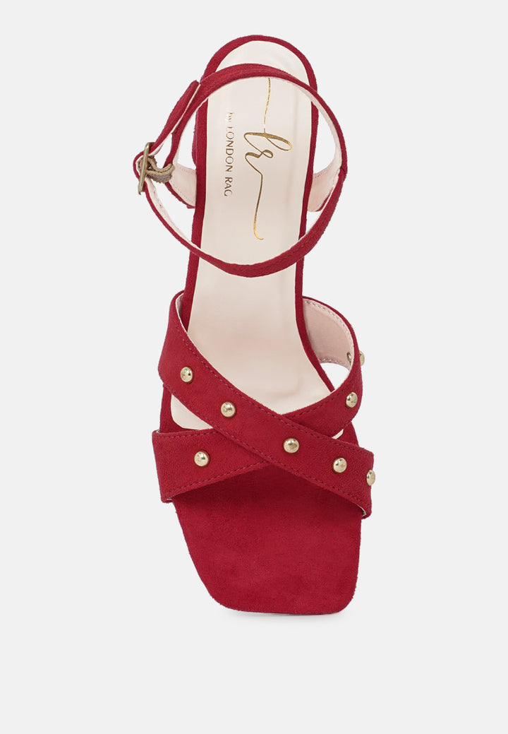 open-toe studded ankle strap sandals#color_red