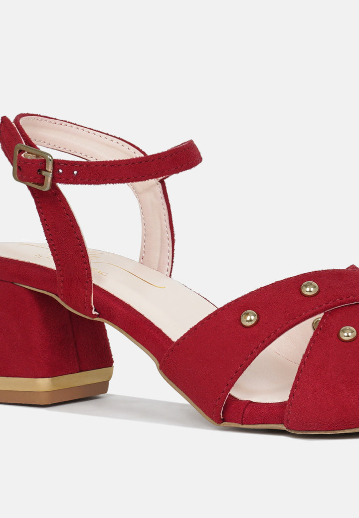 open-toe studded ankle strap sandals#color_red