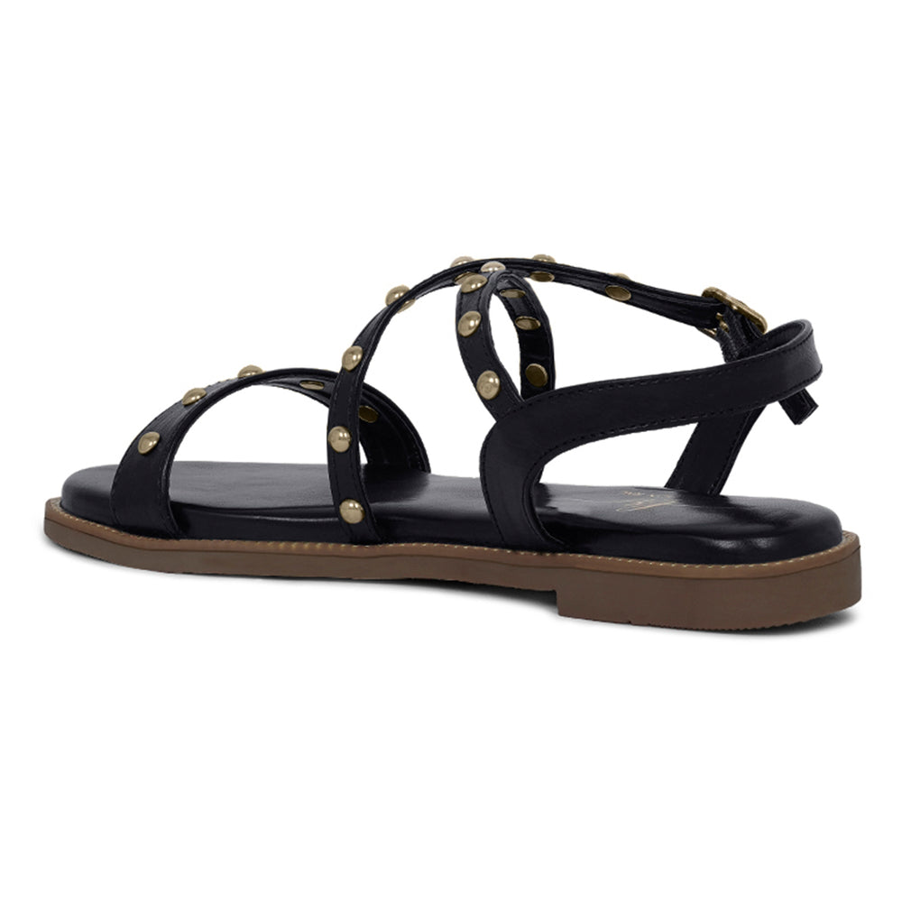 stud embellished strappy flats#color_black