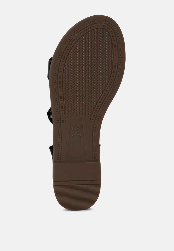 stud embellished strappy flats#color_black