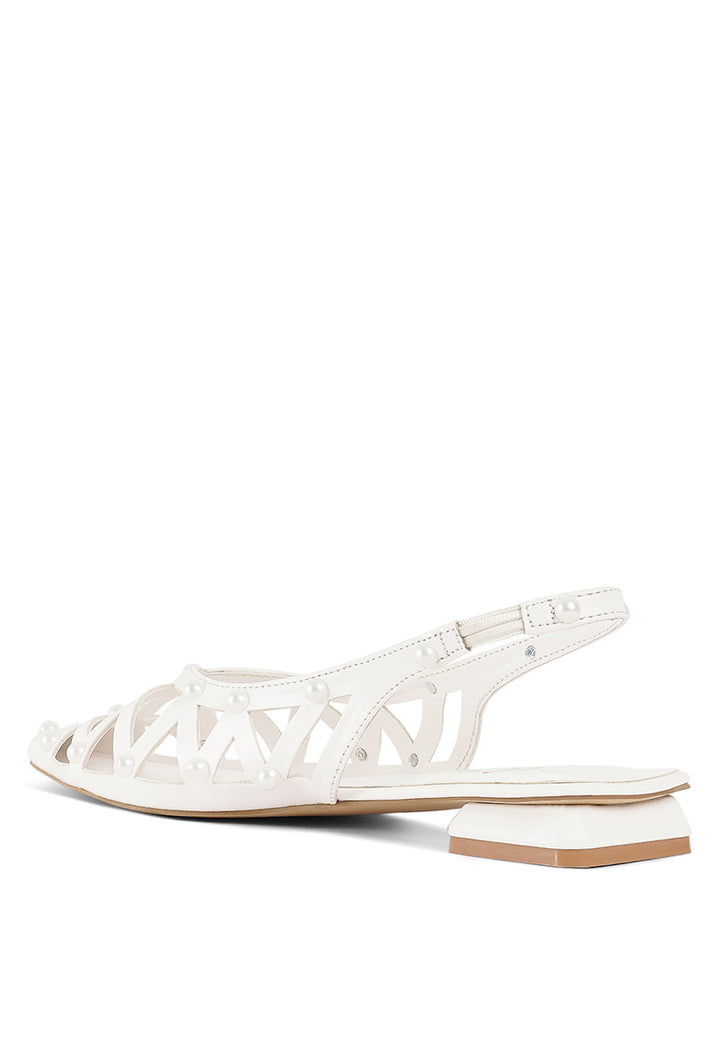 Women Pearl Embellished Slingback Sandals