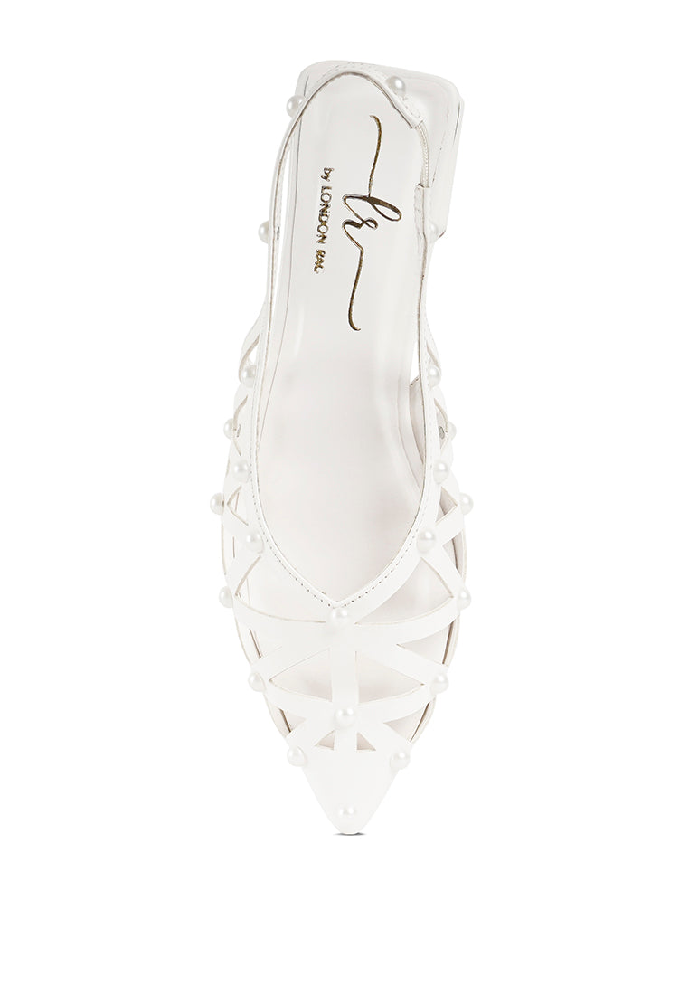 Women Pearl Embellished Slingback Sandals