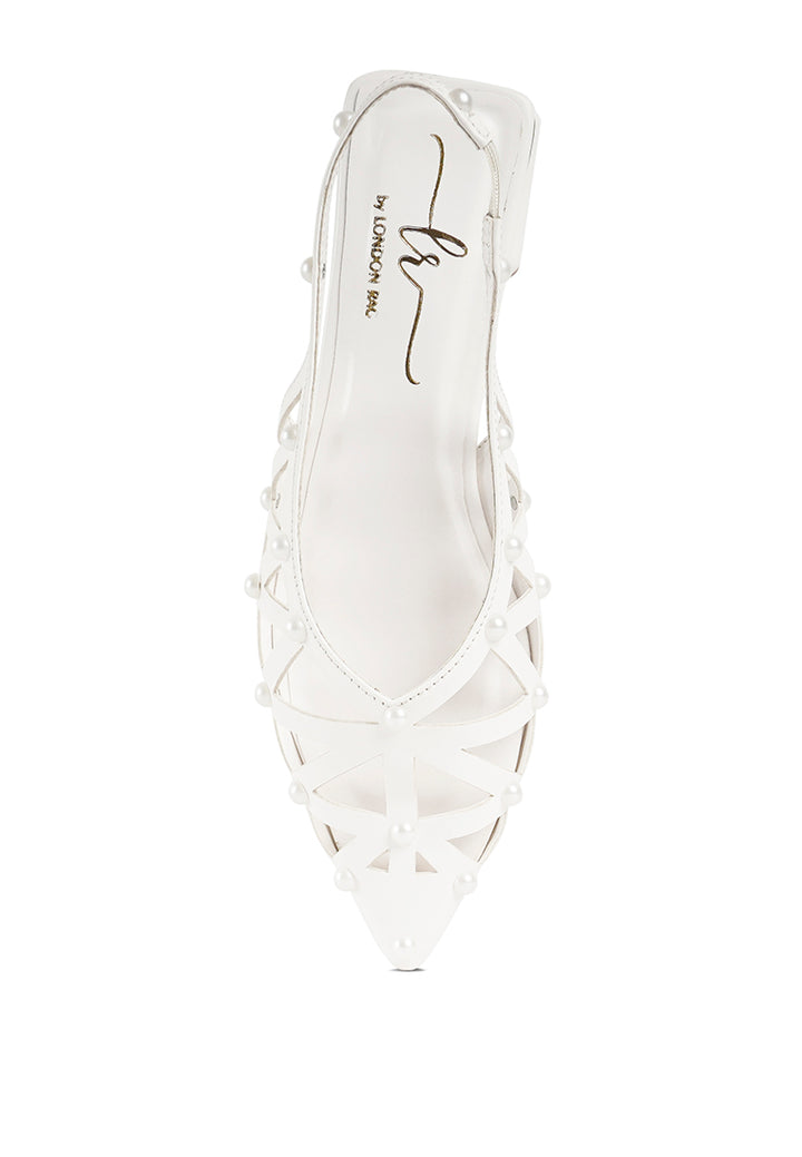 Women Pearl Embellished Slingback Sandals